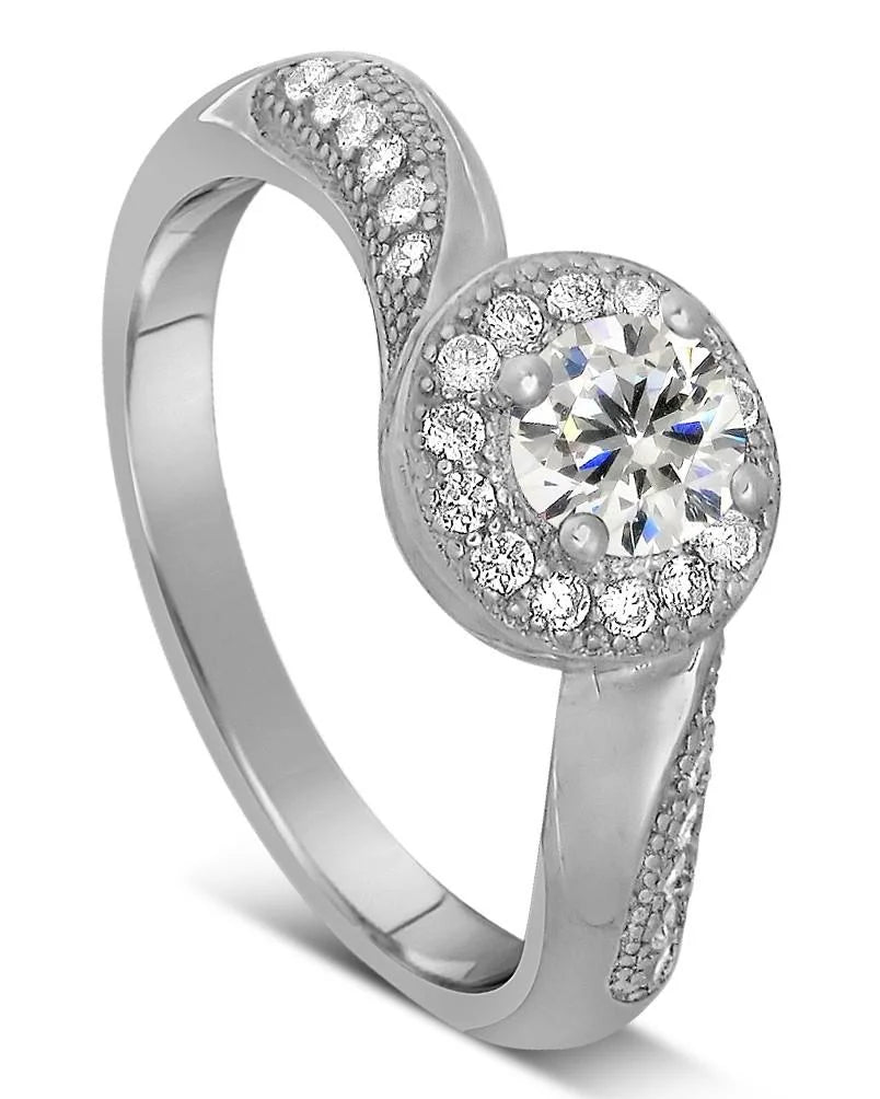Antique 1.75 Carat Round Cut Diamond Moissanite Engagement Ring In 10K White Gold D45005