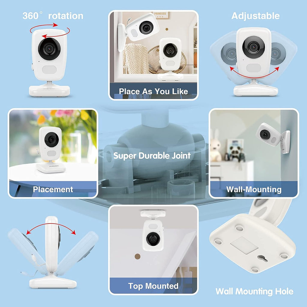 Baby Monitor w/ 2 Cam, 1000ft Range, Auto Night Vision Cam S6299
