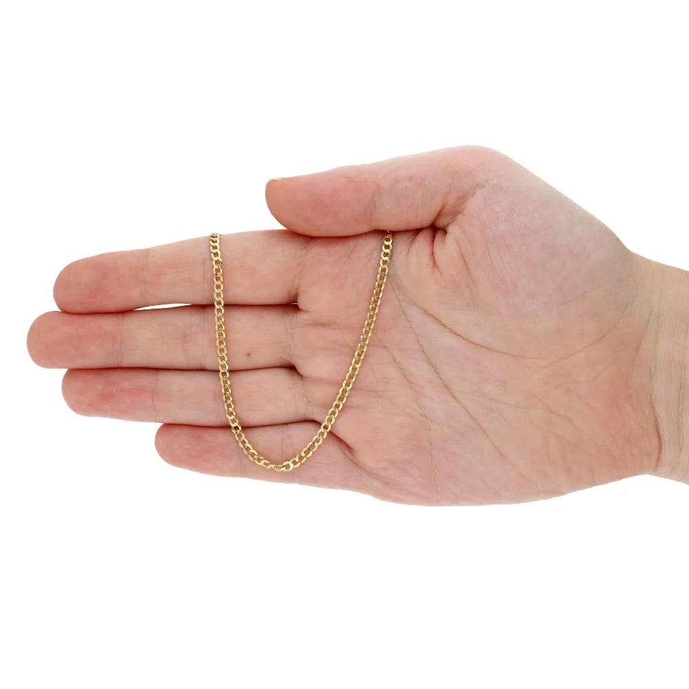 14k Solid Yellow Gold Cuban Curb Chain Necklace N1736