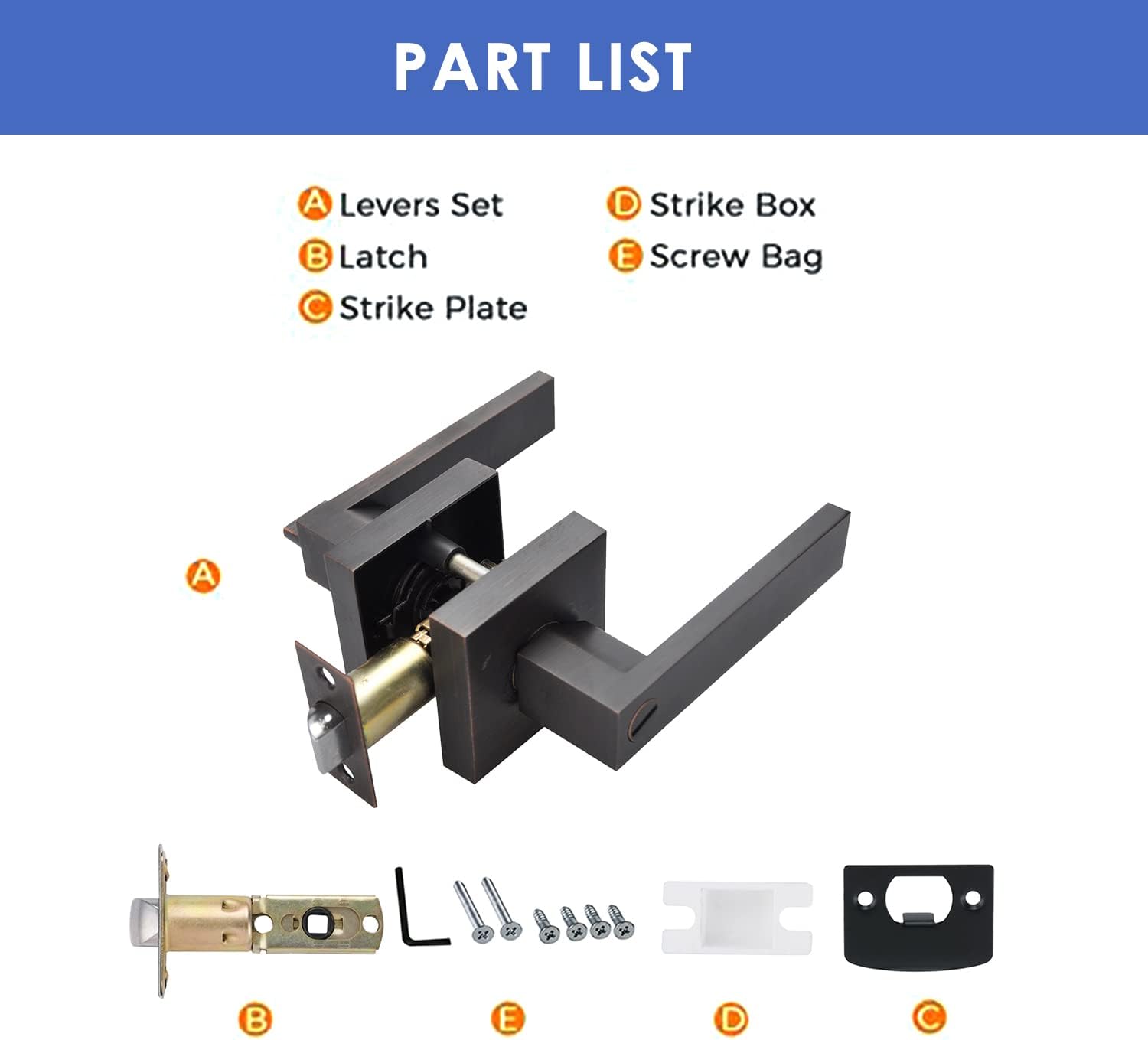 Brushed Bronze Zinc Alloy Door Lever Lock Q581617