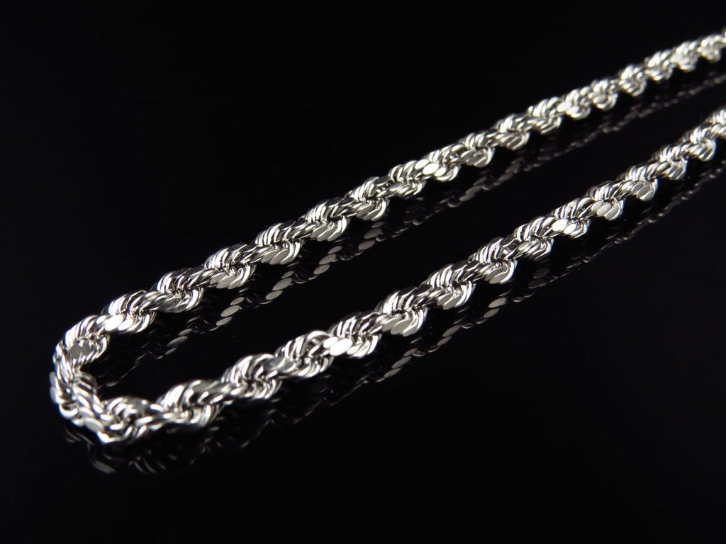 10K White Gold Hollow Rope Chain 4.5MM 18-28 Inches H760