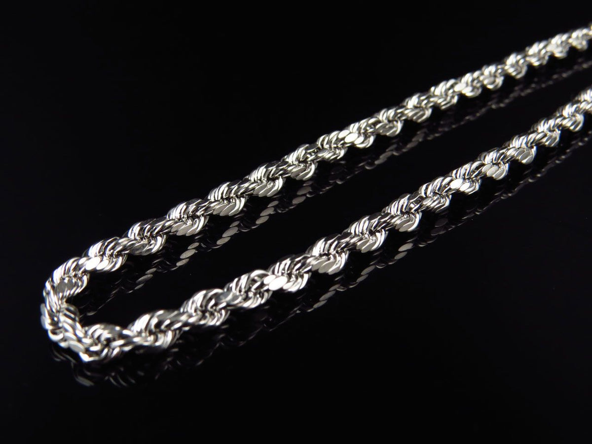 10K White Gold Hollow Rope Chain 4.5MM 18-28 Inches H760