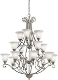 16 Light Multi Tier Chandelier with White Scavo Glass G818