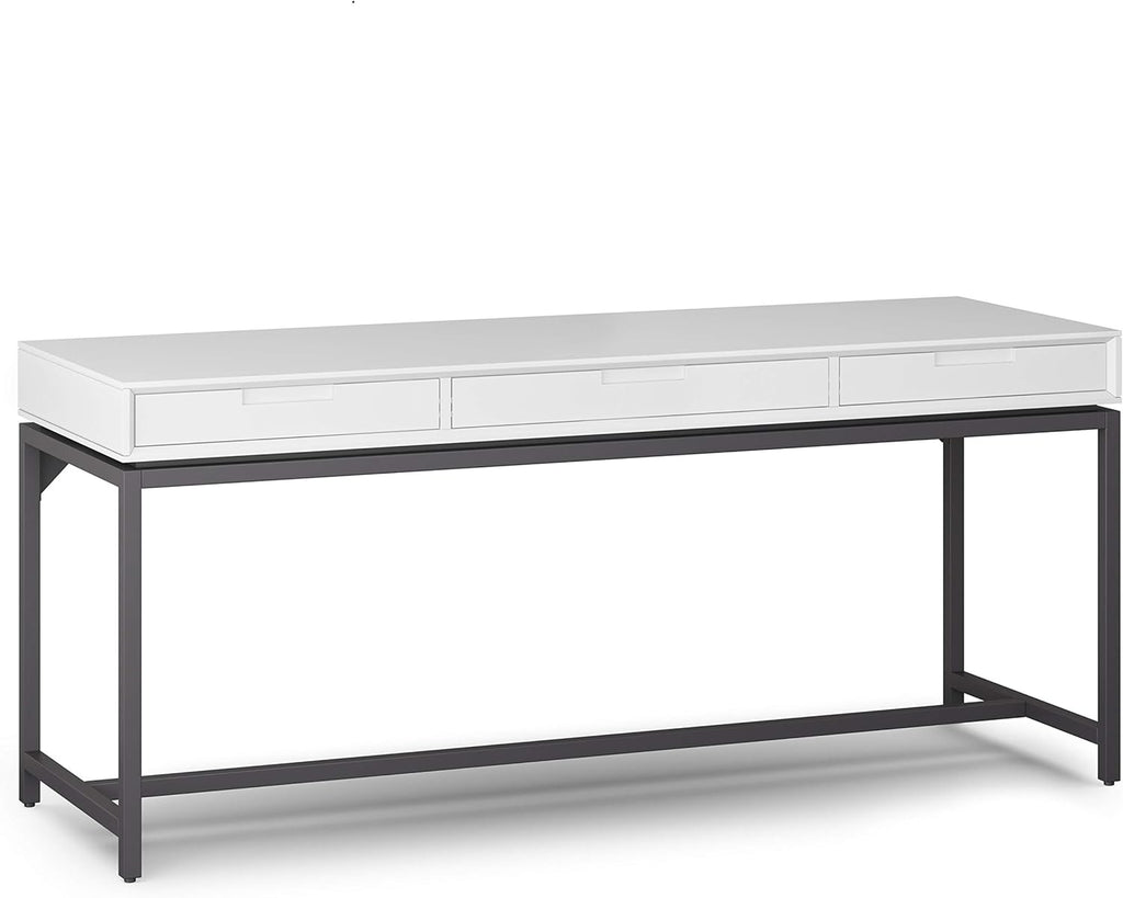 Walnut Brown Solid Wood and Metal 72 inch Wide Desk with 2 Drawers I749