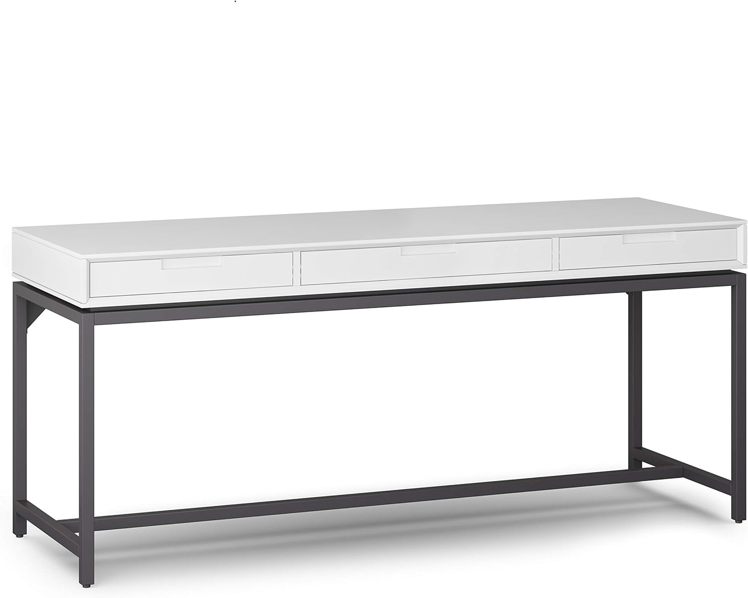 Walnut Brown Solid Wood and Metal 72 inch Wide Desk with 2 Drawers I749