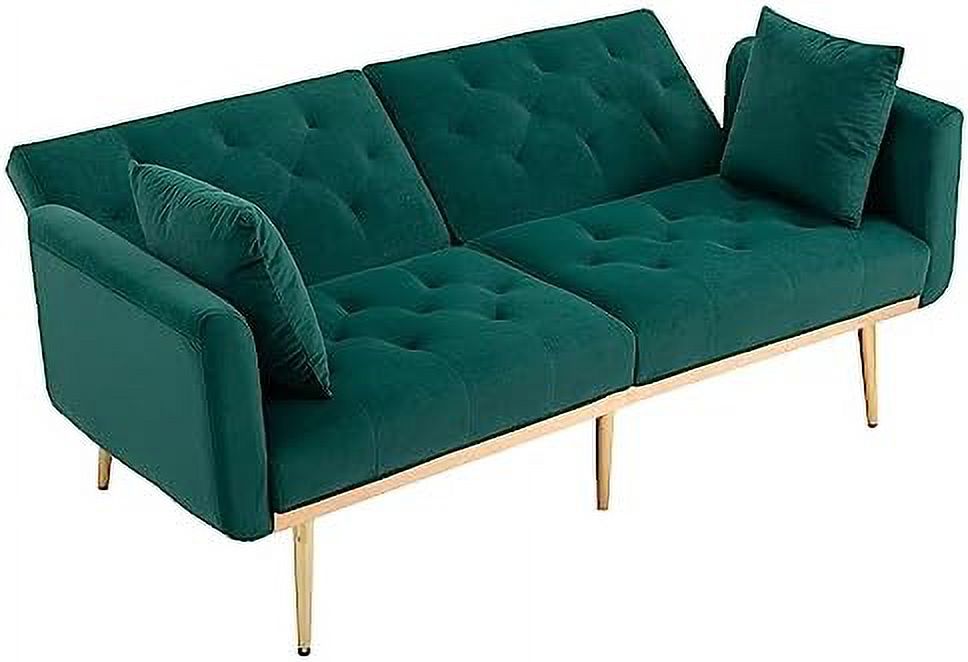 Peach Velvet Loveseat with 7 Gold Metal Legs S972712
