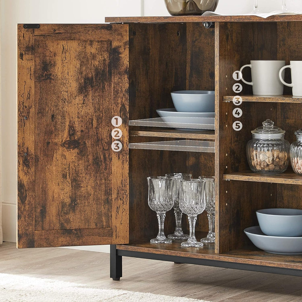 Rustic Brown and Black Buffet Cabinet with Barn Doors G39691