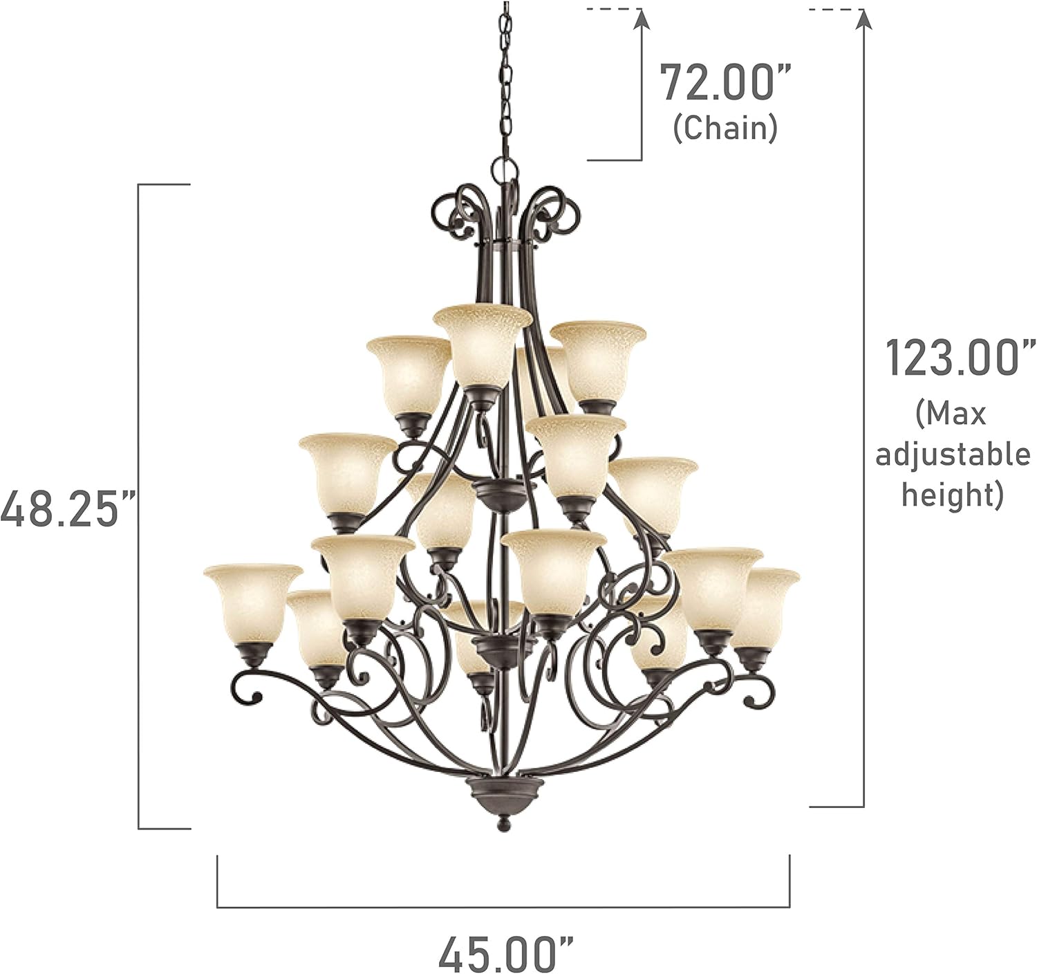 16 Light Multi Tier Chandelier with White Scavo Glass G818