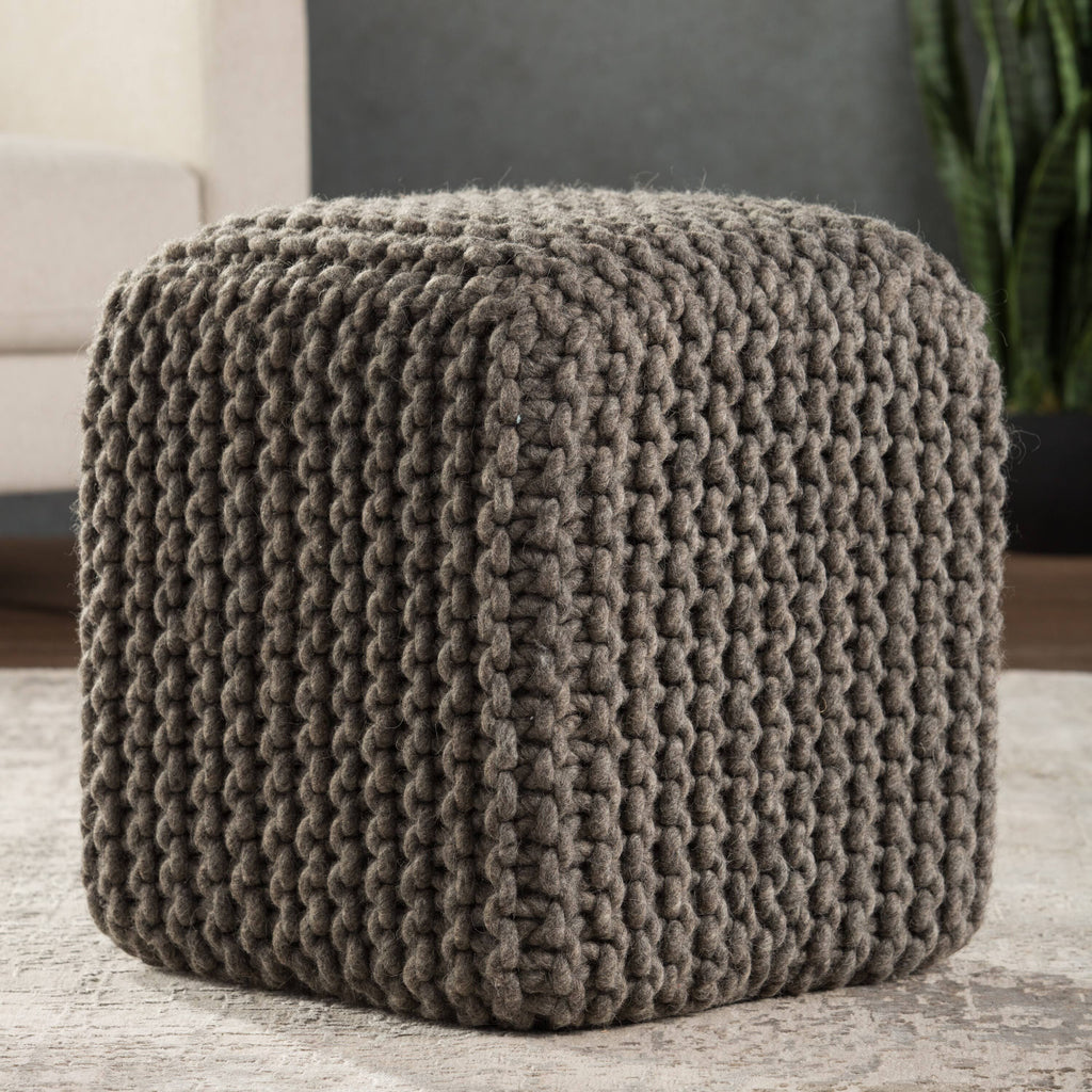 Light Grey Wool Pouf C994