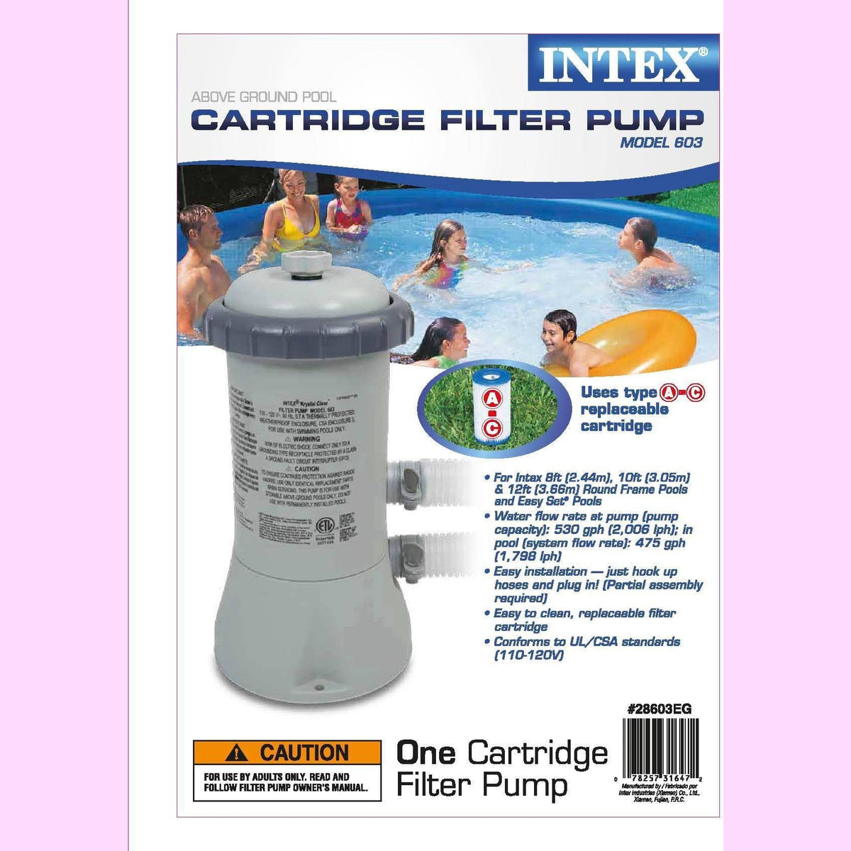 530 GPH Cartridge Filter Pump with 8 Filters N40294