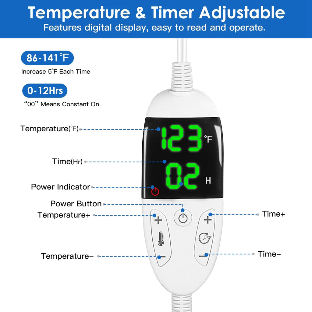 Heating Mat with Adjustable Temperature and Timer E833582