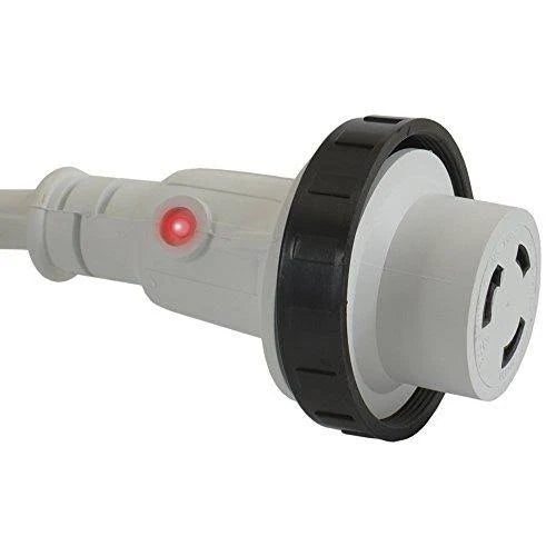 30Amp NEMA L5-30P to NEMA L5-30R Marine Shore Power with Light Indicator, 12-Feet D250955