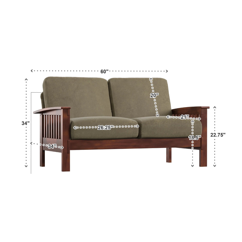 Olive Microfiber Loveseat Y64671