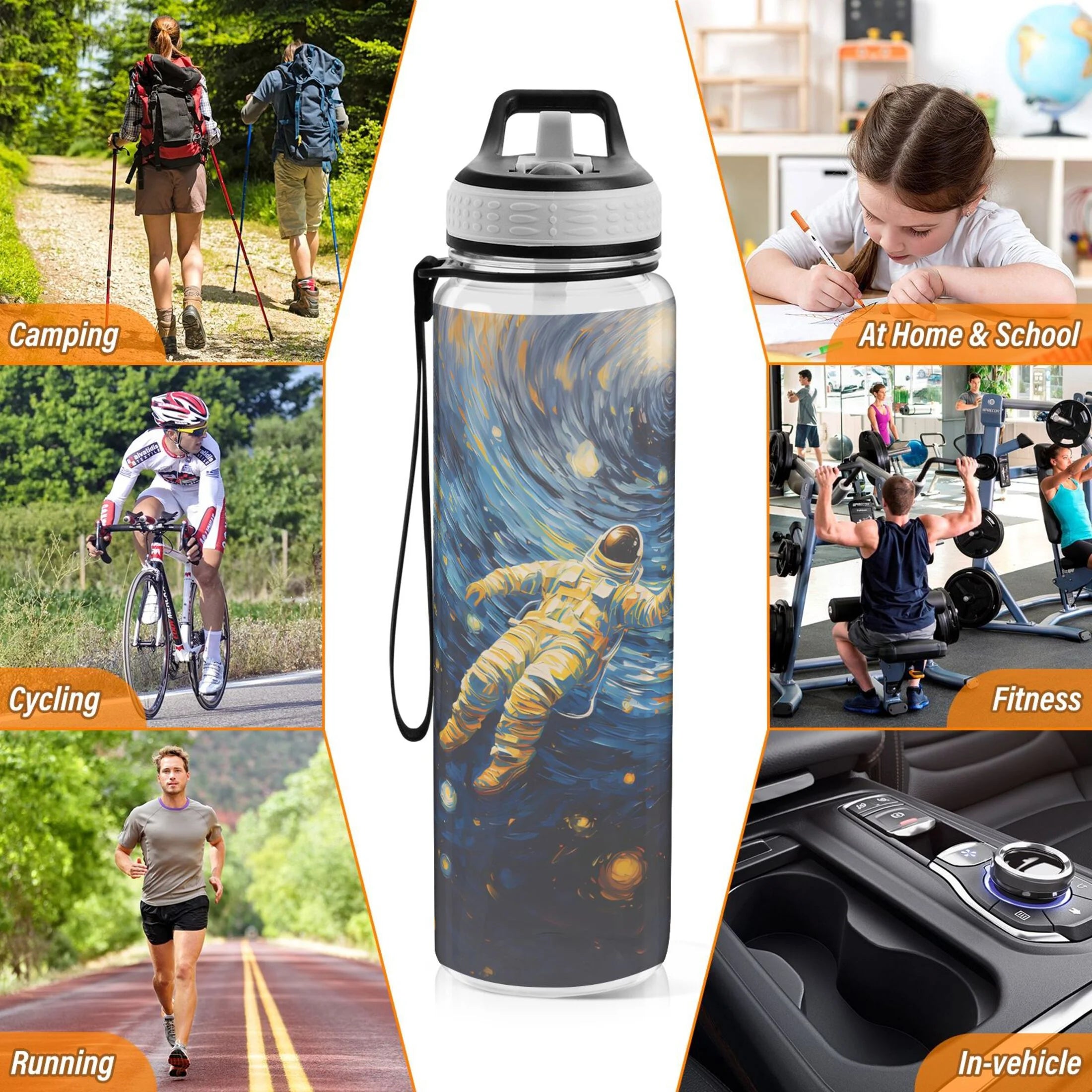32oz Tritan Leakproof Clear Sports Water Bottle with Straw L763120