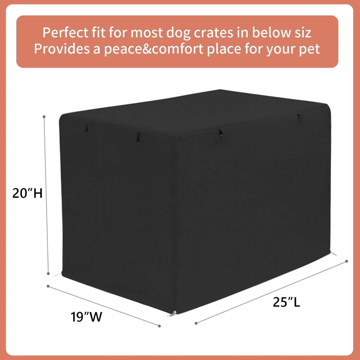 Black Waterproof Dog Crate Cover with Felt Mat P402985