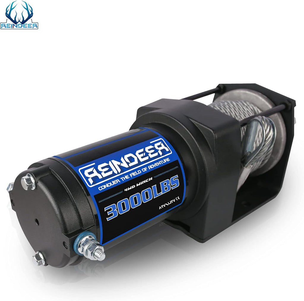 12V 3000 lb Electric Winch Kit with Steel Cable Wire Rope Waterproof IP67 Wireless Remotes C387436