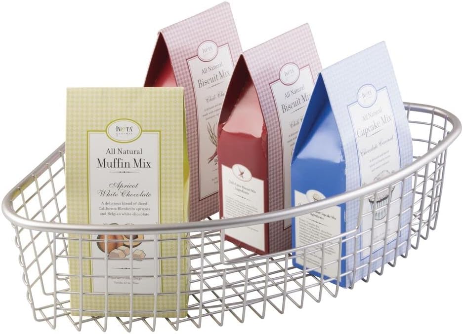 Satin Metal Kitchen Cabinet Lazy Susan Organizer Basket, 4 Pack D862