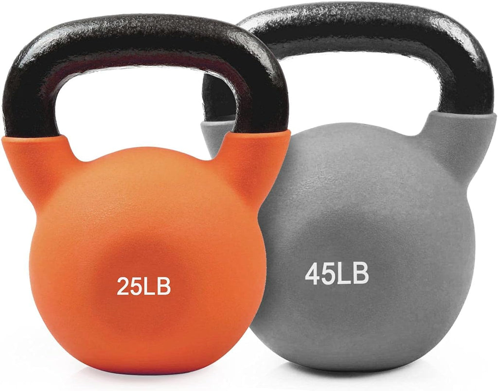 Neoprene Coated Solid Cast Iron Kettlebell 20 25 30 35 40 45 50 LB, Pack of 2 Y648573
