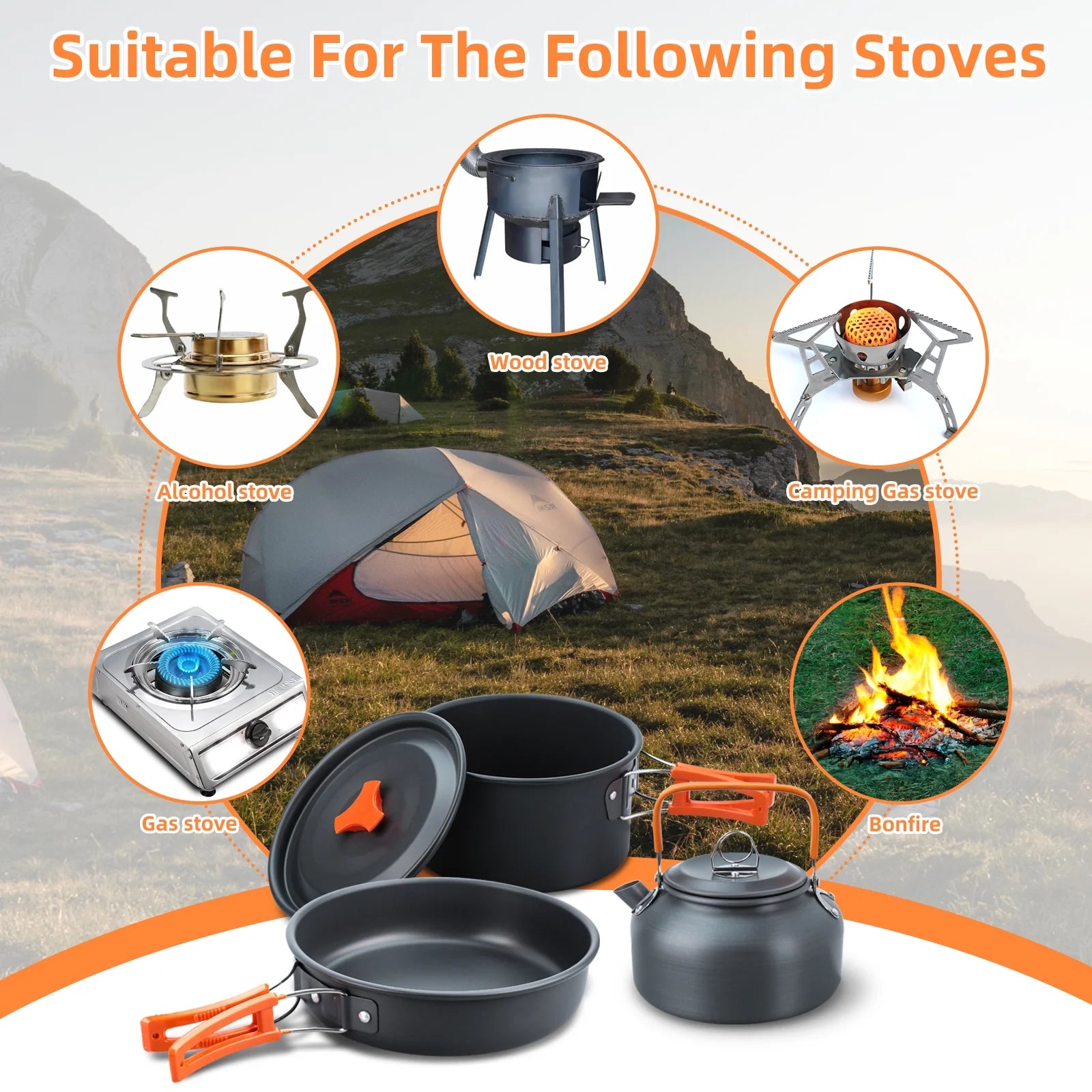 16pcs Camping Cookware Set V336
