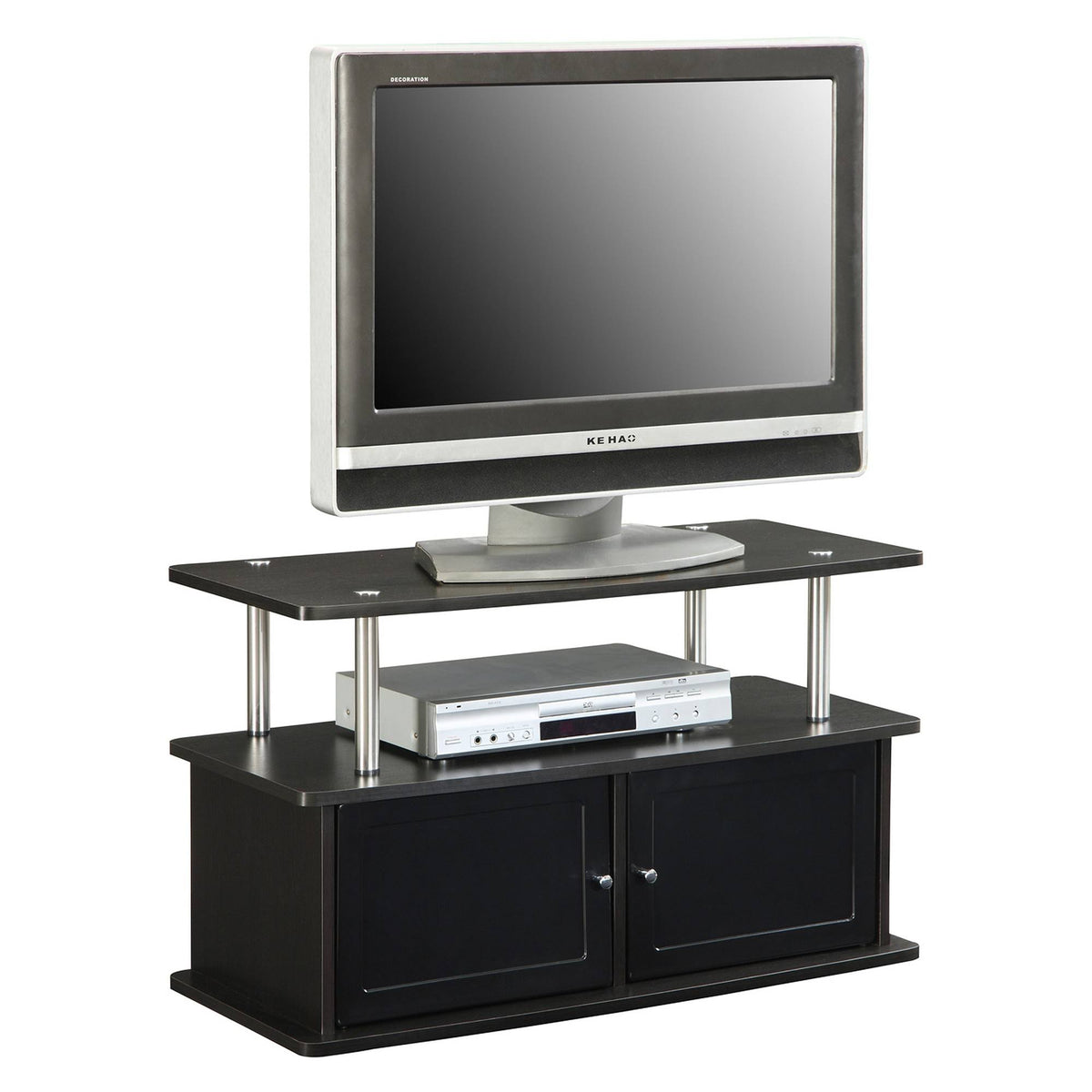 Espresso Brown TV Stand with 2 Cabinets V7113