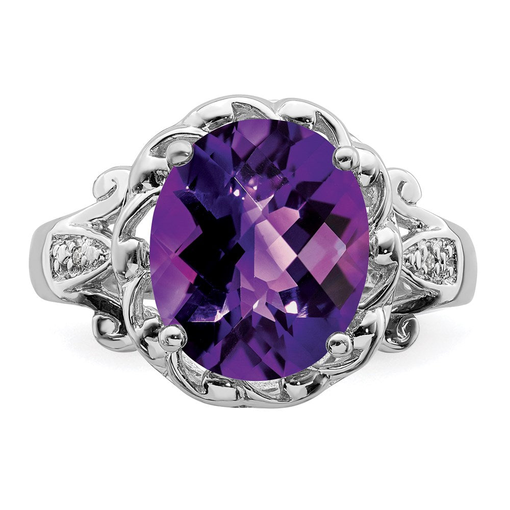 Oval Checker-Cut Amethyst & Diamond Ring I635208