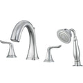Chrome Double Handle Deck Mounted Roman Tub Faucet with Handshower Z131053