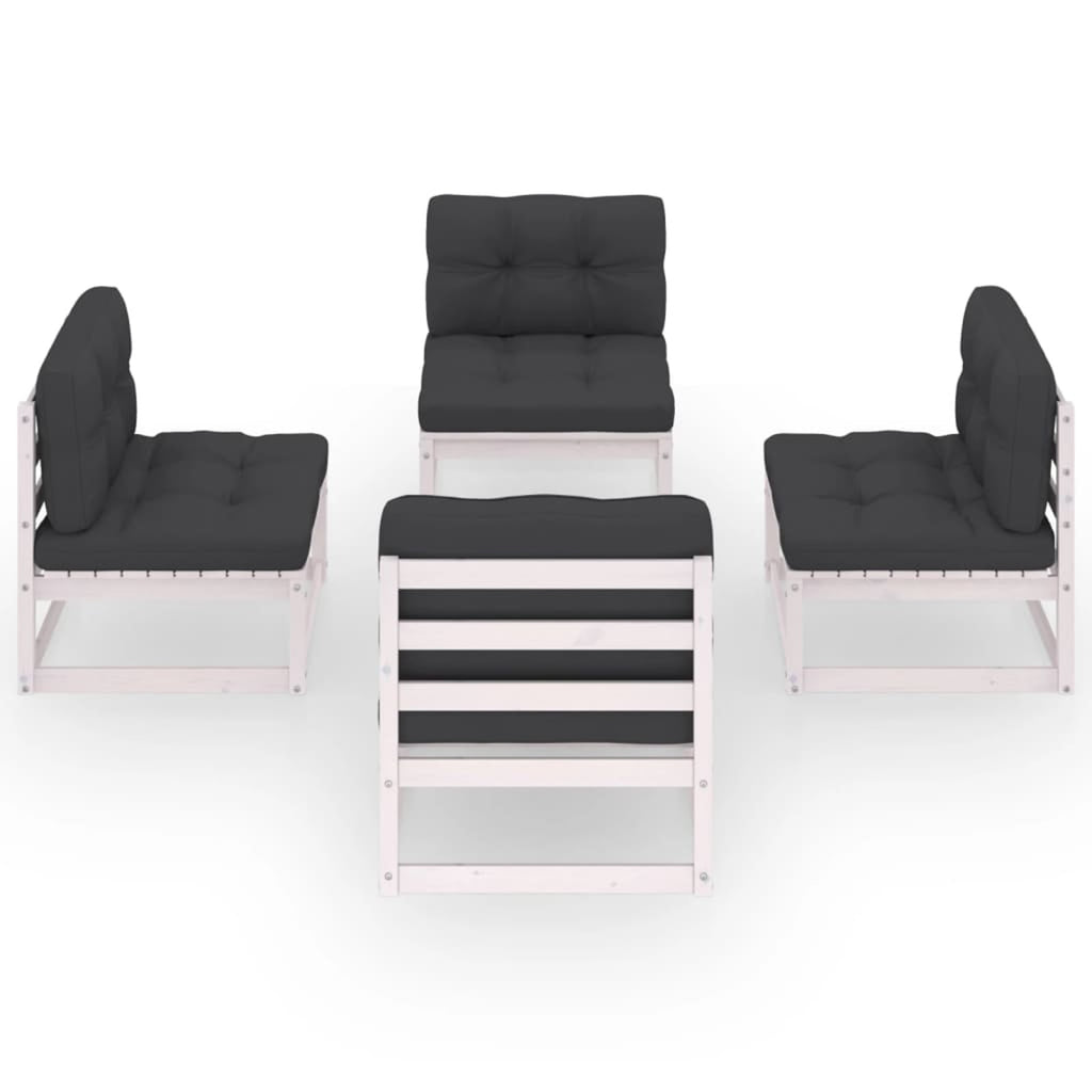 4 Piece White Pinewood Sectional Sofa Set with Cushion C134