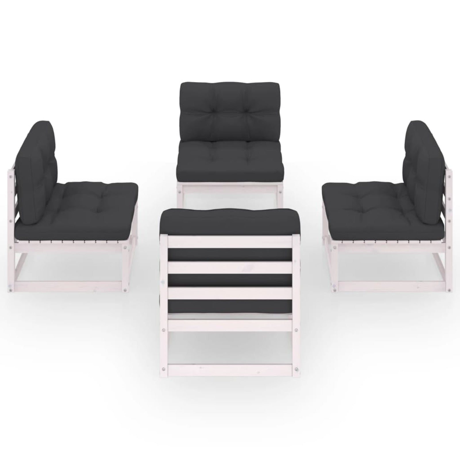 4 Piece White Pinewood Sectional Sofa Set with Cushion C134