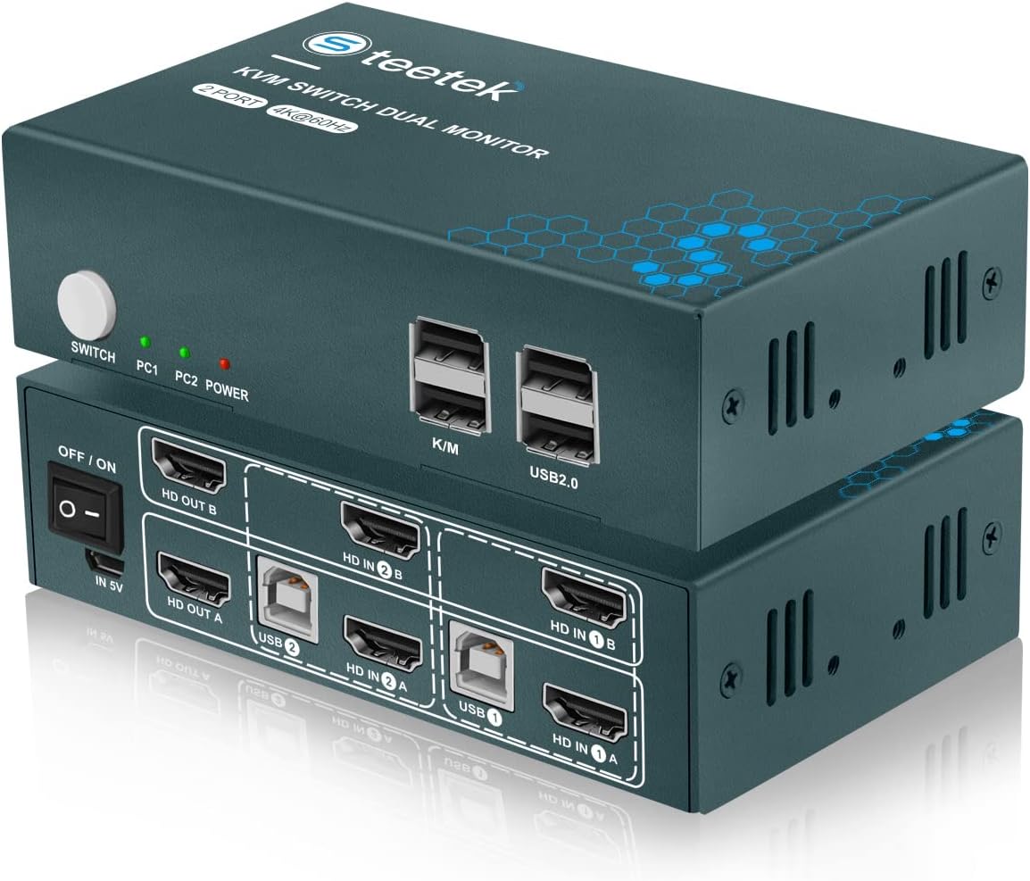 4 Port 4K@30Hz HDMI KVM Switch with 8 HDMI and 4 USB Cables Q345760