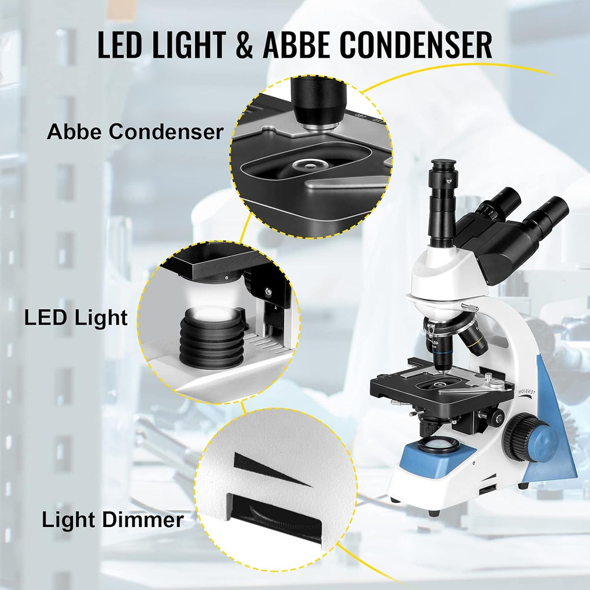 Trinocular Compound Microscope 40X-1000X Magnification LED Light Mechanical Stage Q81272