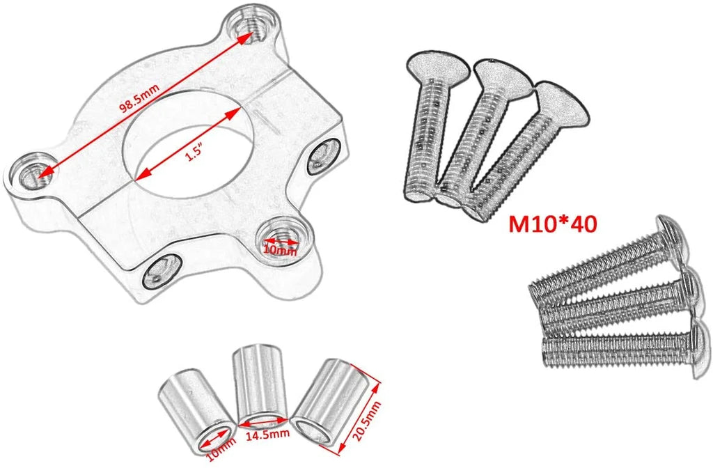 CNC Silver 44T Sprocket With 1.5" Adapter For 60cc 66cc 80cc Motorized Bicycle N26184