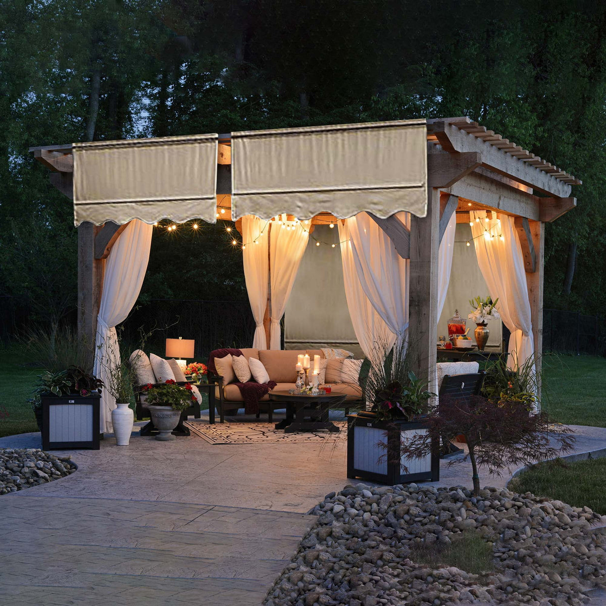 2 Pcs 15.5x4 Ft Canopy Cover Replacement with Valance Tan S682