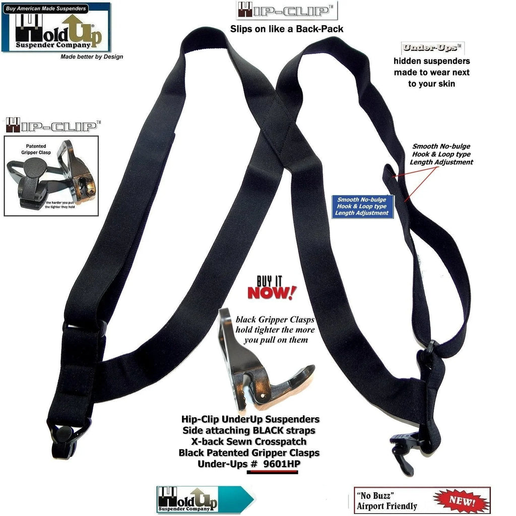 All Black Hip Clip Suspenders V2167