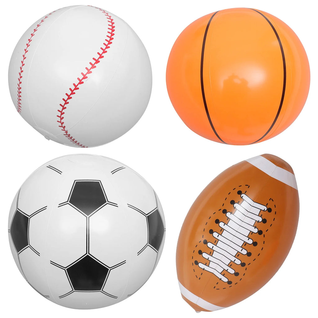 Inflatable Ball 4pcs Beach Ball Soccer Basketball Baseball B1101