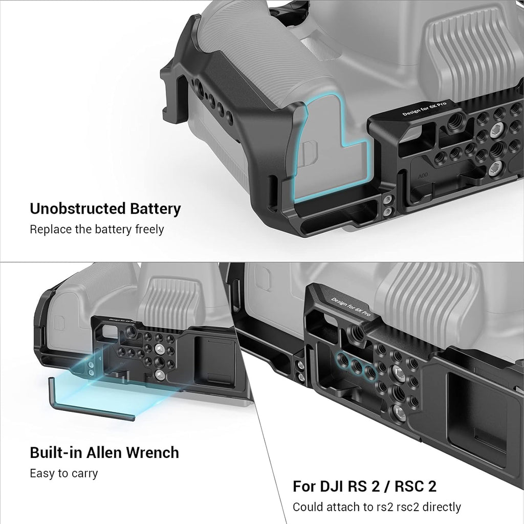 Full Cage for Blackmagic Pocket Cinema Camera 6K Pro with NATO Rail and Cold Shoe Mount E25001