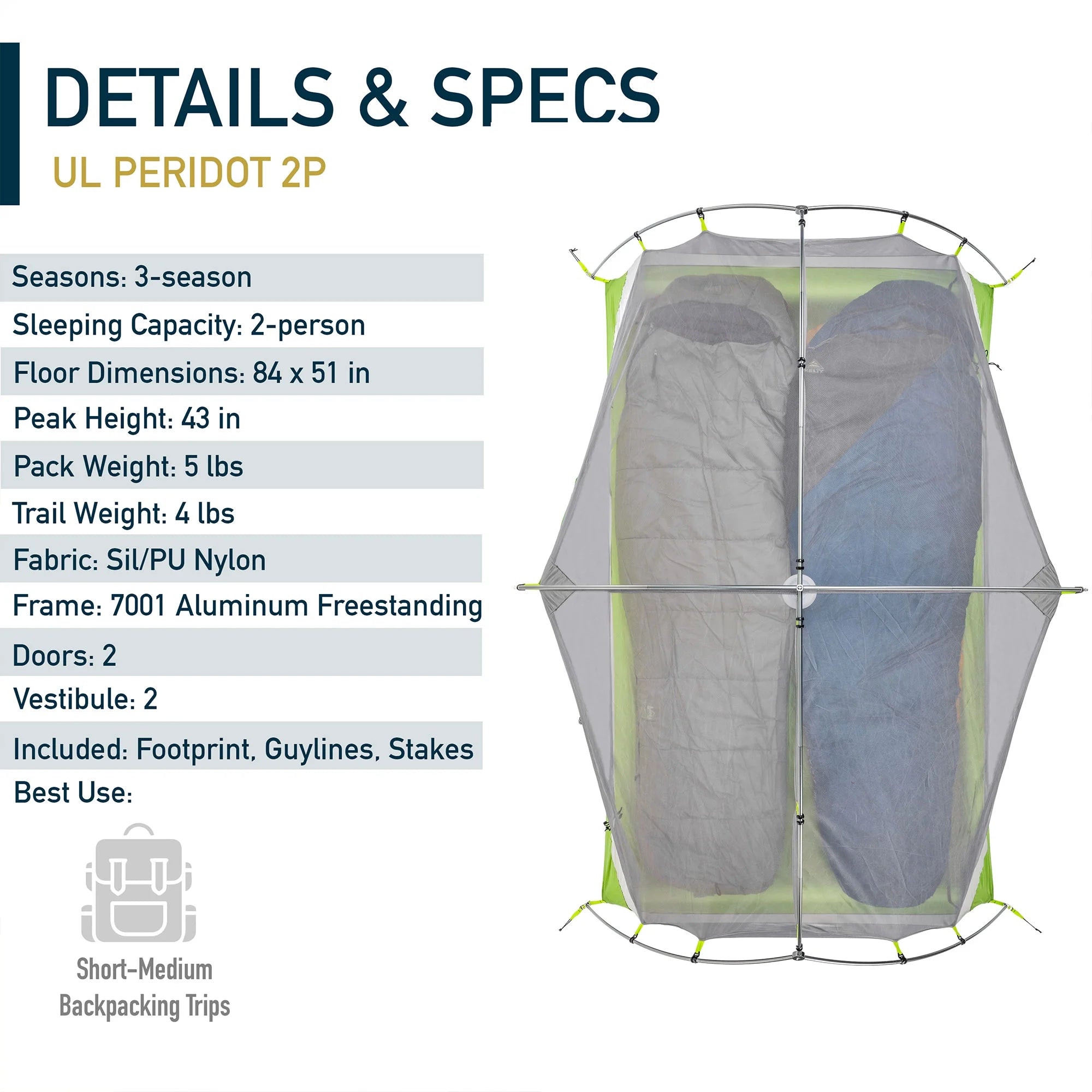 Lightweight 2 Person Outdoor Backpacking Tent with Rain Fly Z9186