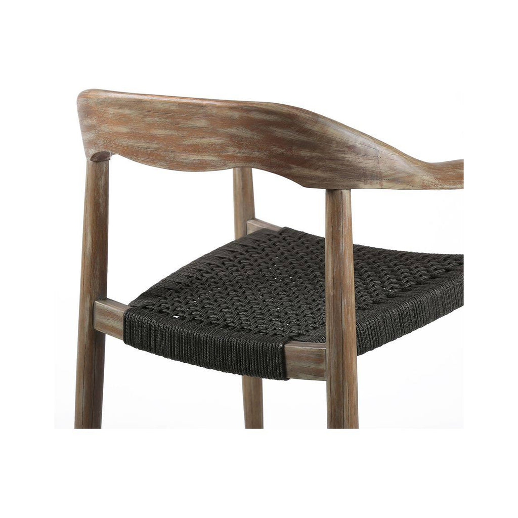 Stackable Eucalyptus Wood Dining Chair with Charcoal Rope (Set of 2) H338