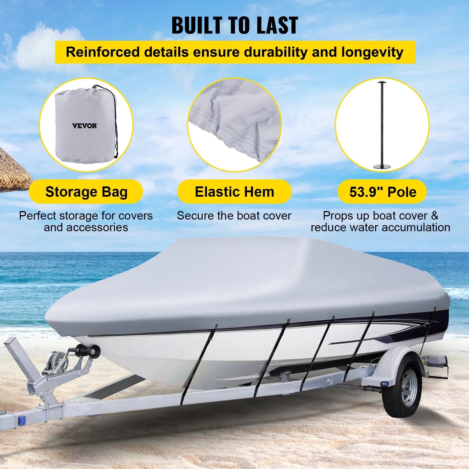 Heavy Duty 210D Marine Grade Polyester Waterproof Boat Cover B406970