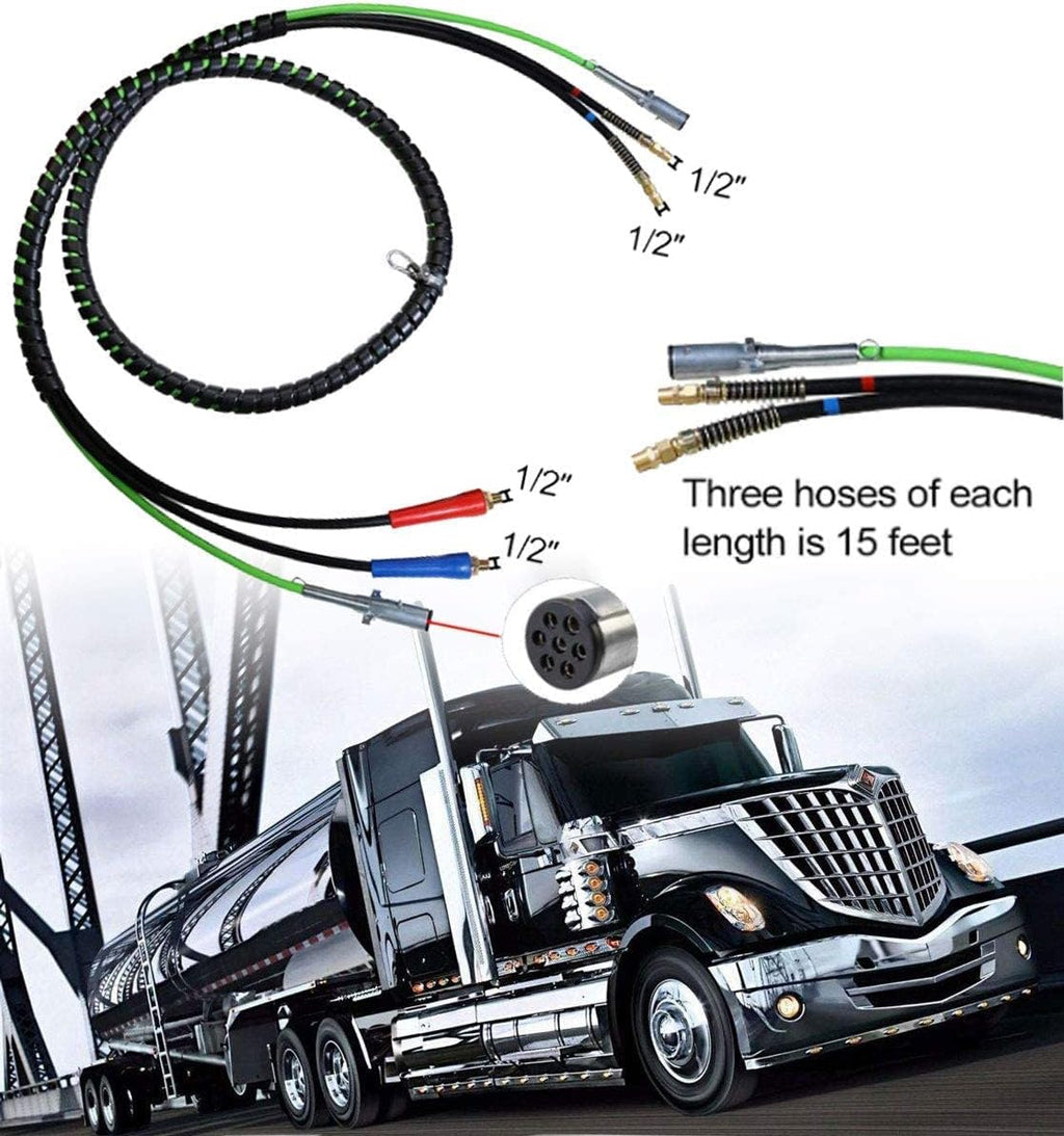 12Ft 3in1 ABS & Power Air Line Hose Assemblies for Semi Truck Trailer Tractor O781