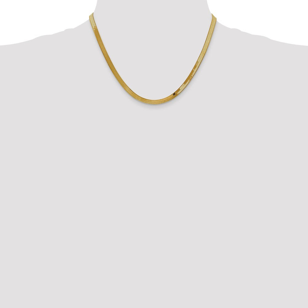 14K Yellow Gold 4mm Herringbone Chain Necklace 18inch L397