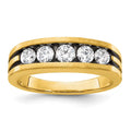 14k Yellow Gold Lab Grown Diamond Black Rhodium Men's Ring R58314