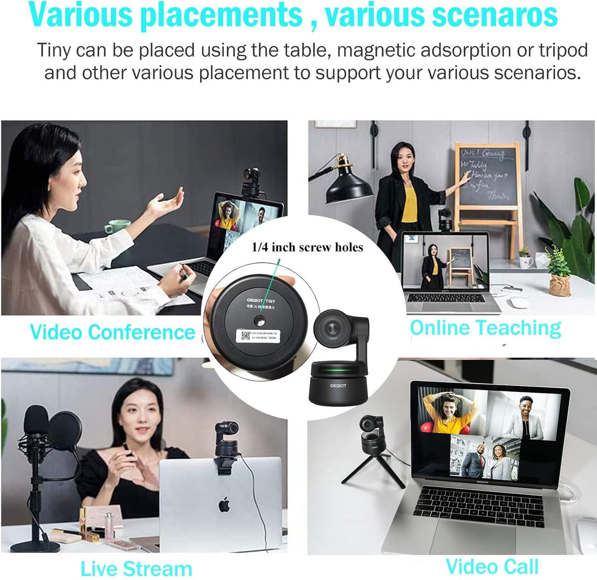 PTZ Webcam with AI Framing and Autofocus, Full HD 1080p Z46599