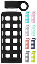 Glass Water Bottle with Non-Slip Silicone Sleeve & Stainless Steel Lid Insert, 32 oz A863