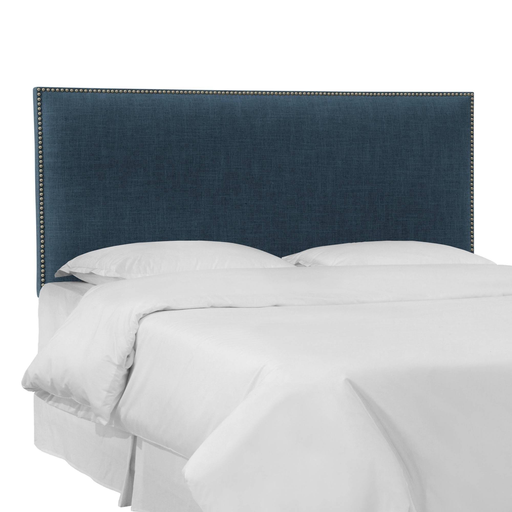 Dark Navy Linen Headboard with Pewter Nailbuttons M65066