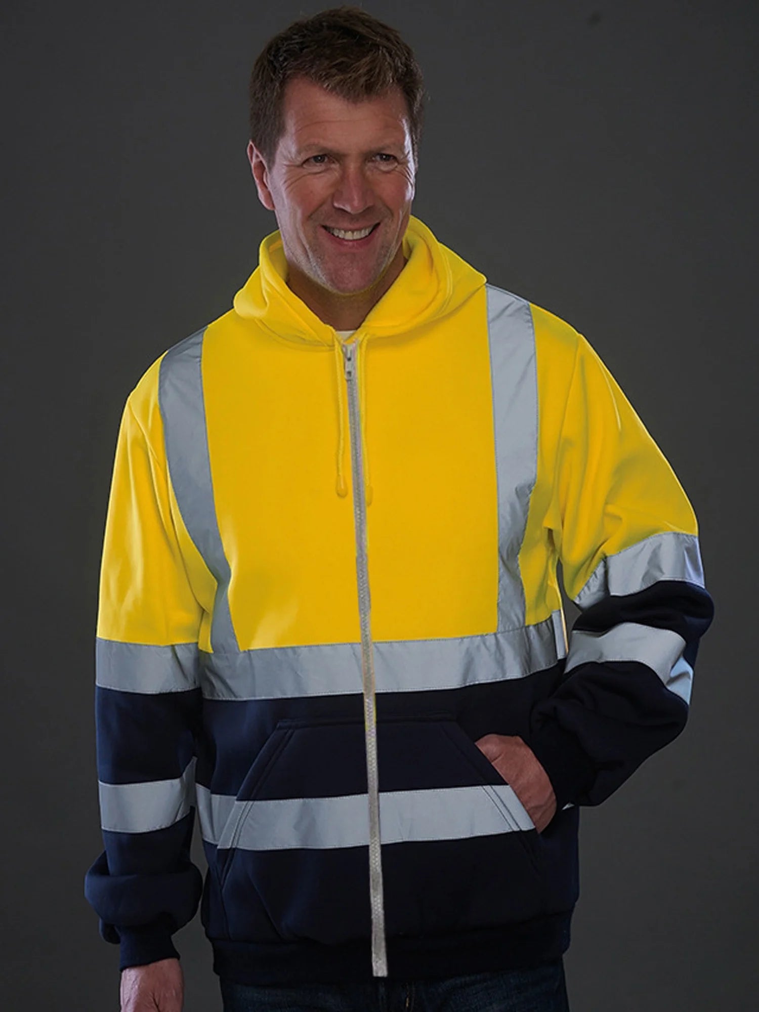 High Visibility Reflective Full Zip Hooded Sweatshirt R157