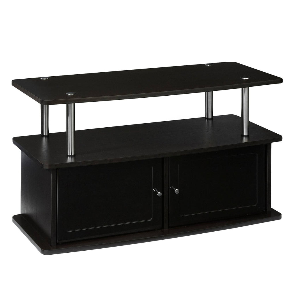 Espresso Brown TV Stand with 2 Cabinets V7113