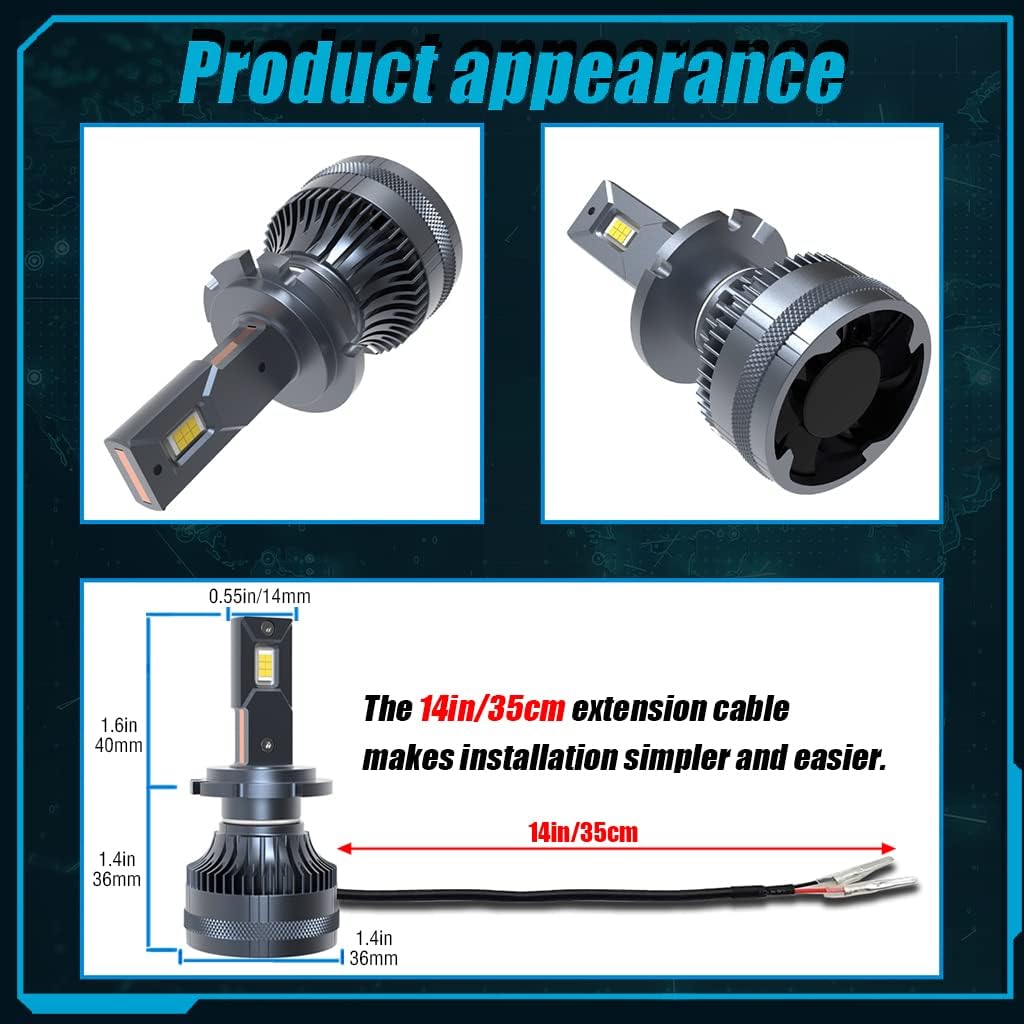 LED Headlight Bulbs Conversion Kit 6500k Cold White Pack of 2 K882