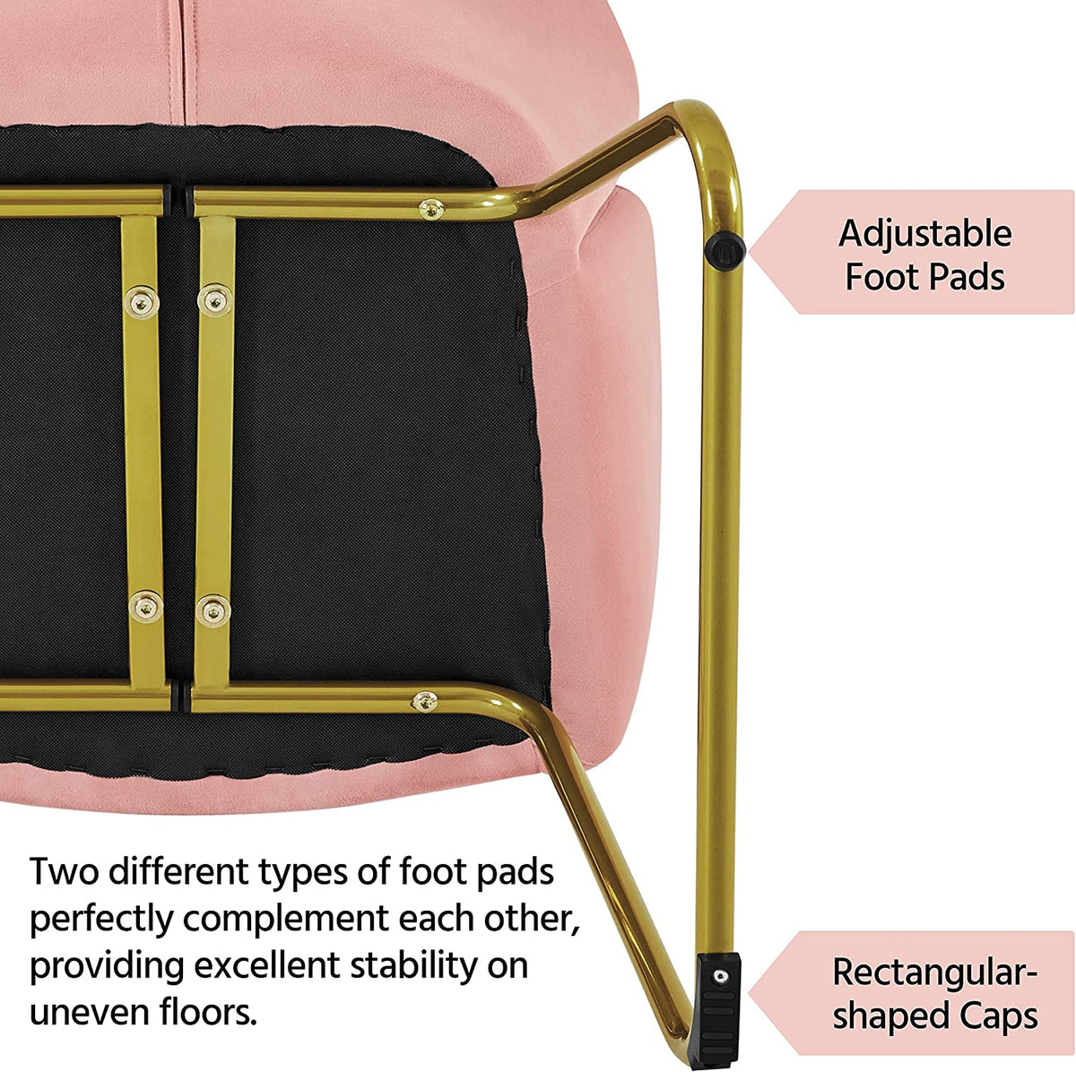 Flower Velvet Barrel Accent Chair with Golden Metal Legs, 2 Pieces K91061