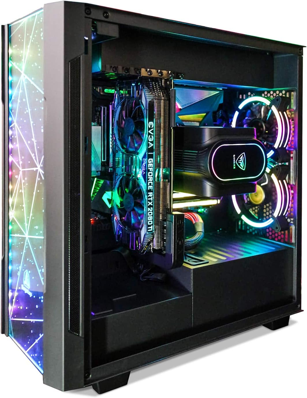 Black Full-Tower PC Gaming Case with Tempered Glass Side Panel J932
