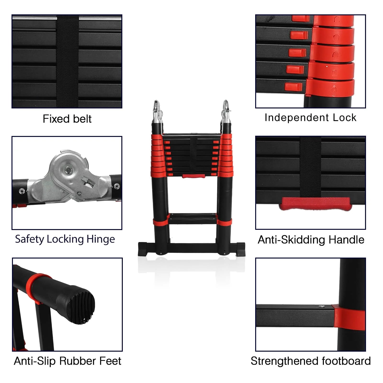 Aluminum Telescoping Extension Ladder, Red Alloy A-Frame Ladder R8227